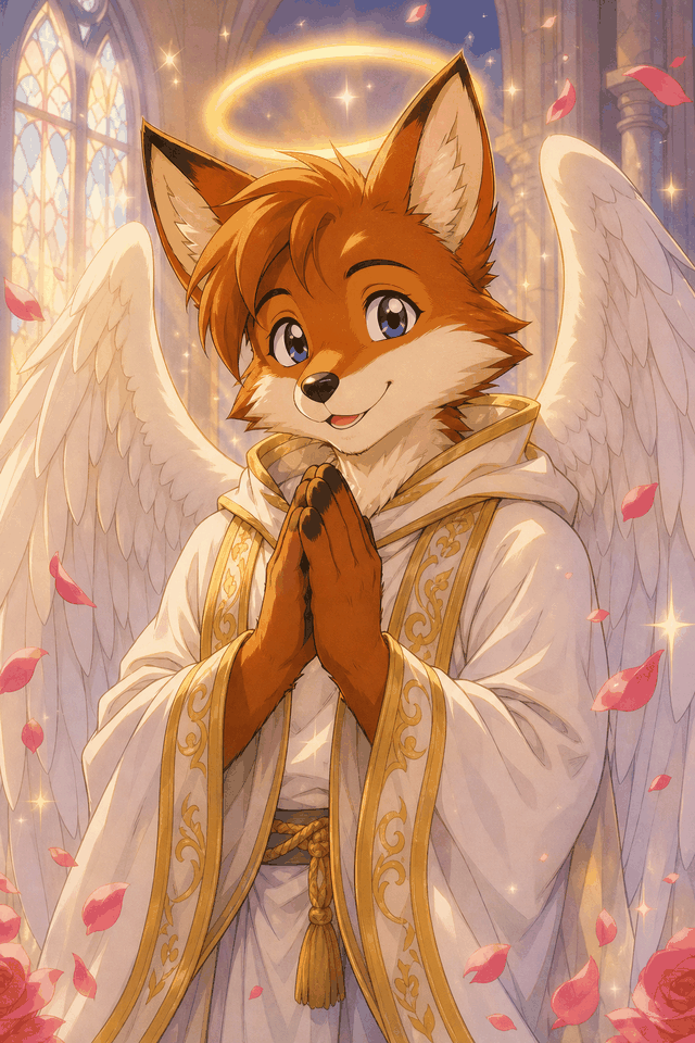 St. Foxglove the anthro fox angel